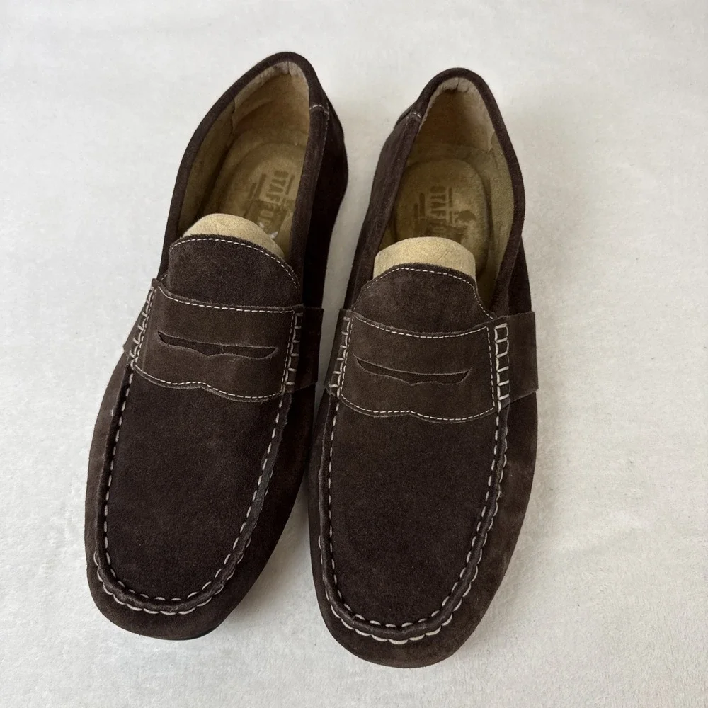 Stafford Brown Suede Casual Slip On Moccasins Drive Men's Brown Shoes Size 11